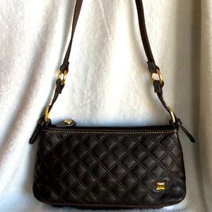 The Sak Quilted Brown Leather Handbag w/Adjustable Strap
